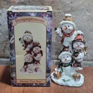 Designspirations Christmas Holiday Glitter Stacked Snowman Family Figurine 2002